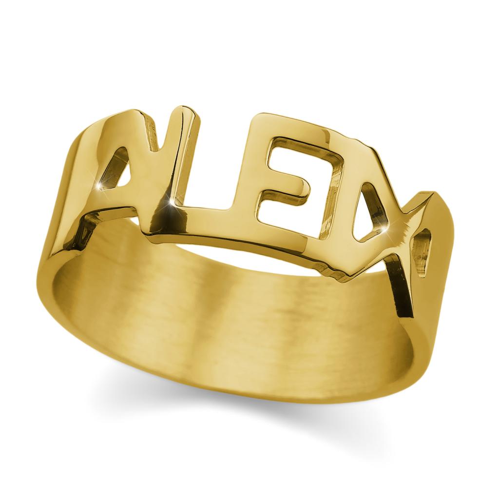 Anillo con en Letra Recta en Plata Oro | Your Name Jewels