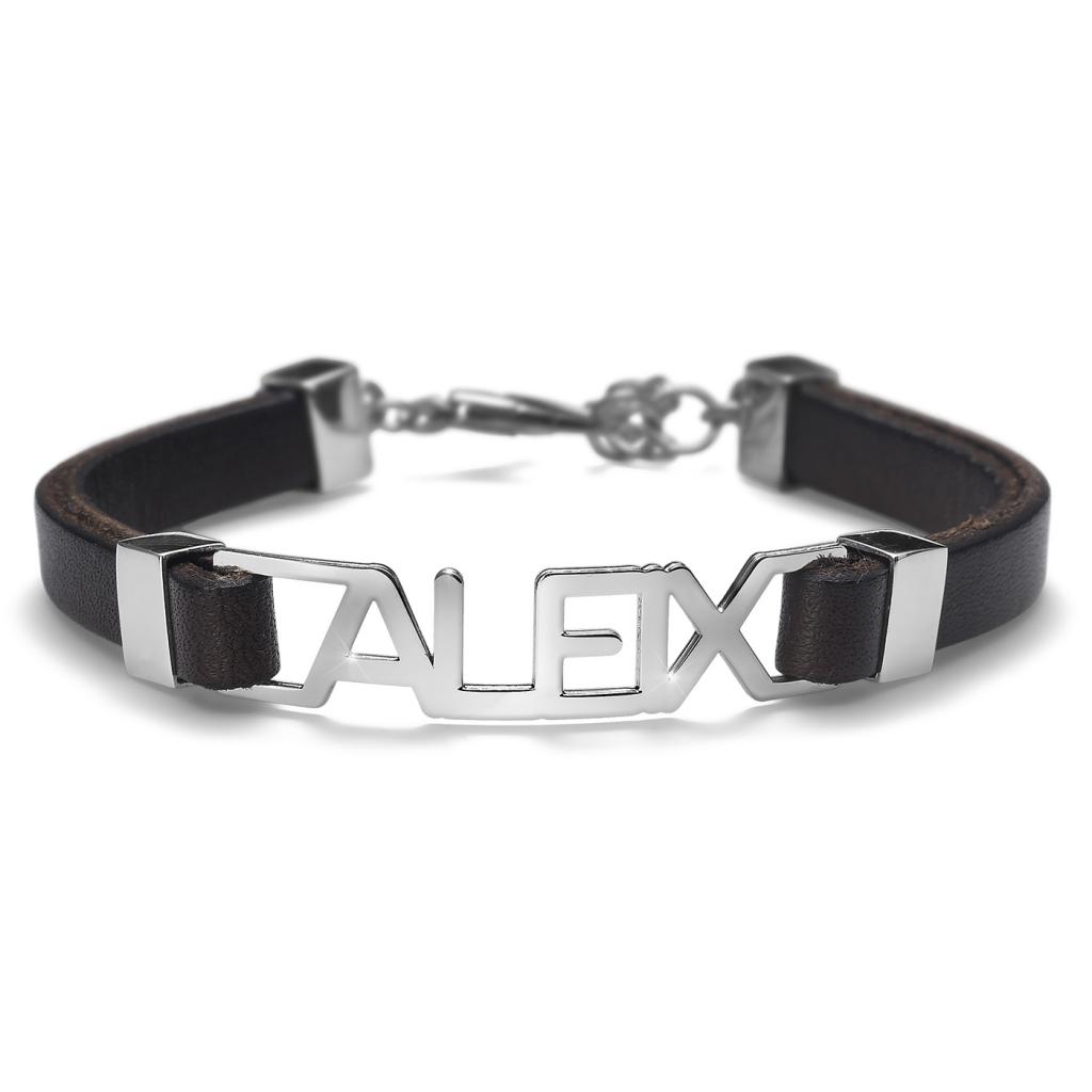 Pulsera Hombre en Plata de Ley y Piel Your Name Jewels